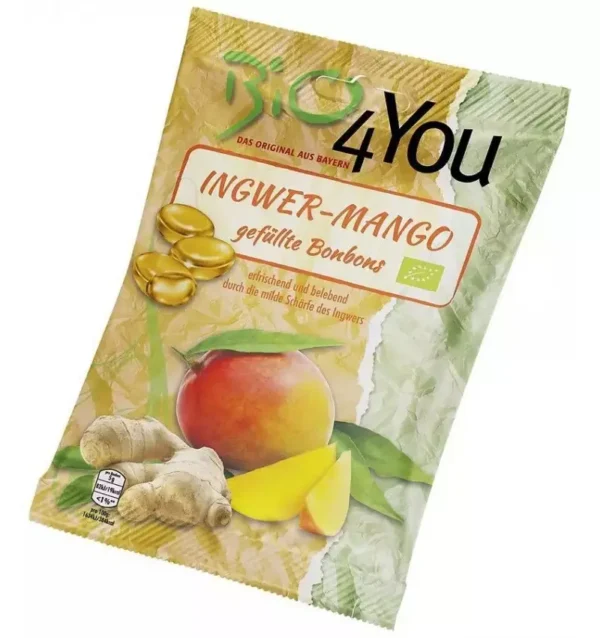 Dropsuri bio cu ghimbir și mango, 75g, Bio 4 You