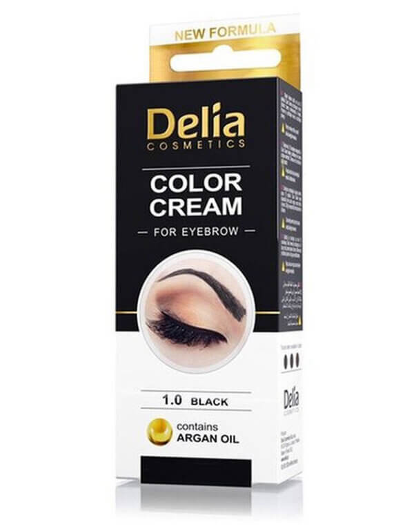 Crema coloranta pentru sprancene, 1.0 Black, Delia Cosmetics