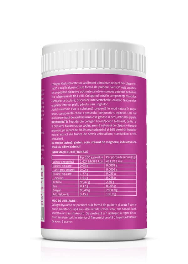 Collagen + Hyaluron aromă de căpșuni, 150 g pulbere, Zenyth