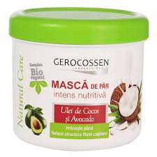 Mască de păr intens nutritivă cu ulei de cocos BIO și avocado Natural Care, 450 ml, Gerocossen
