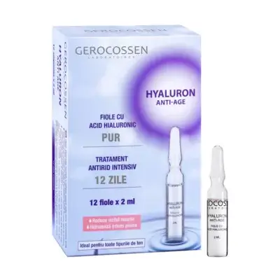 Fiole cu acid hialuronic pur Hyaluron Anti-Age, 12x2 ml, Gerocossen