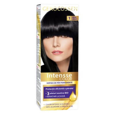 Vopsea de păr Intensse Color 1 Negru Abanos, 50 ml, Gerocossen