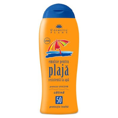 Emulsie pentru plajă rezistentă la apă SPF 50 cu ulei de cătină, 200 ml, Cosmetic Plant