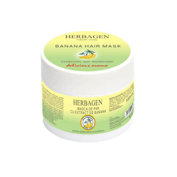 Mască de păr cu extract de banană, 100ml, Herbagen