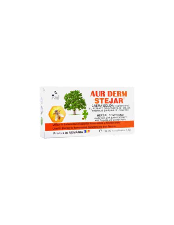 5943086000708 Supozitoare cu extract din scoarță de stejar, propolis și rășină de conifere, 1,5g, 10(buc), Aur Derm