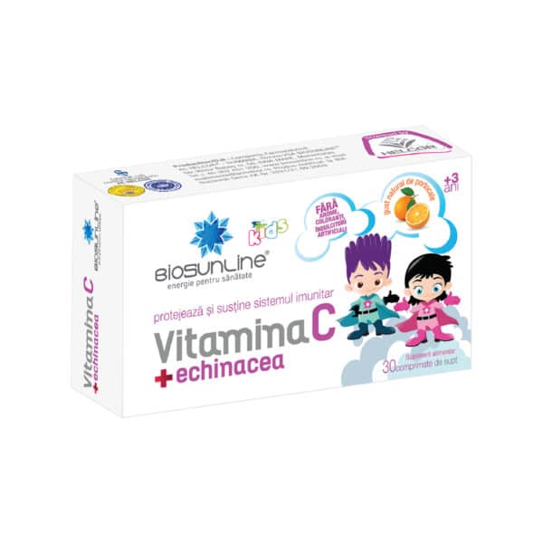 Vitamina C cu echinacea pentru copii, 30 comprimate, BioSunLine