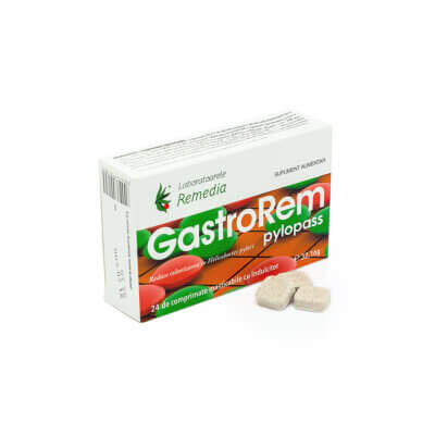 Gastrorem Pylopass, 24 comprimate masticabile cu îndulcitor, Remedia