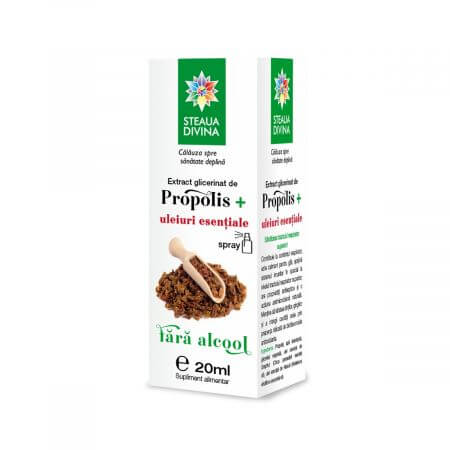 Extract glicerinat de propolis cu uleiuri esențiale, 20 ml, Steaua Divină