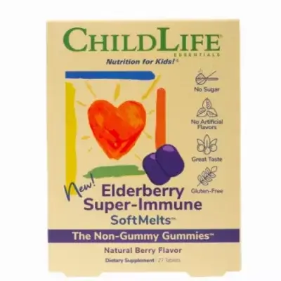 Elderberry Super-Immune SoftMelts, 27 tablete masticabile, Childlife Essentials, Secom