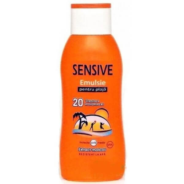 Emulsie pentru plajă cu extract de morcov SPF20, 250ml, Sensive