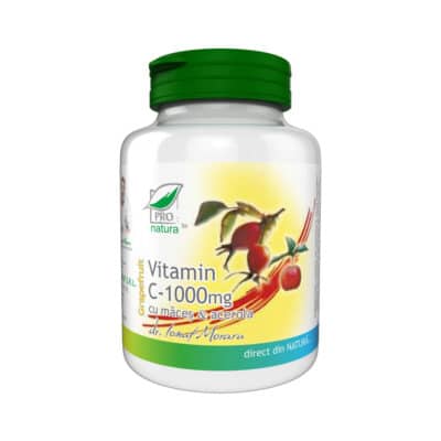 Vitamina C 1000mg cu Măceș și Acerola - aromă Grapefruit, 100 comprimate, Pro Natura