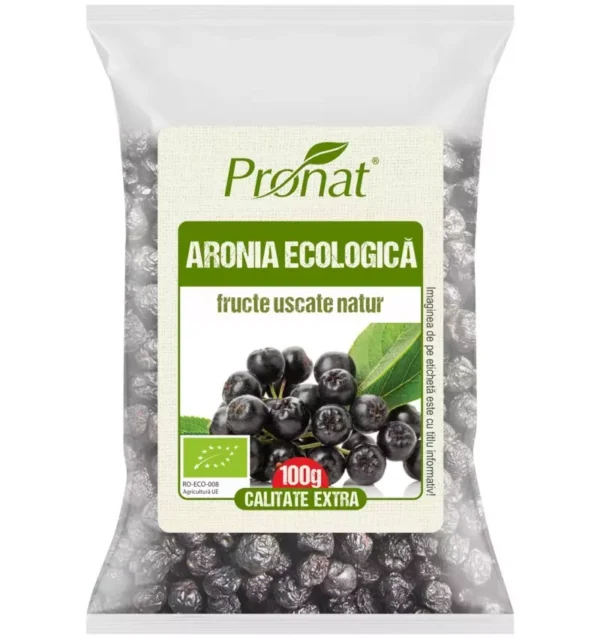 Fructe bio de aronia uscate, 100g, Pronat