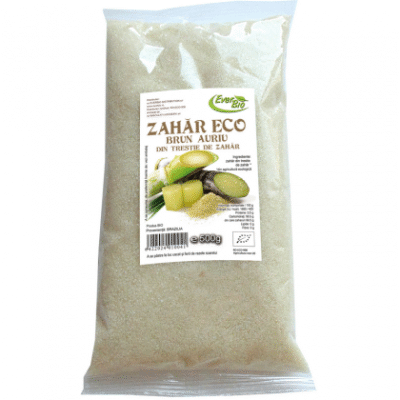 Zahăr brun auriu, 500g, Everbio