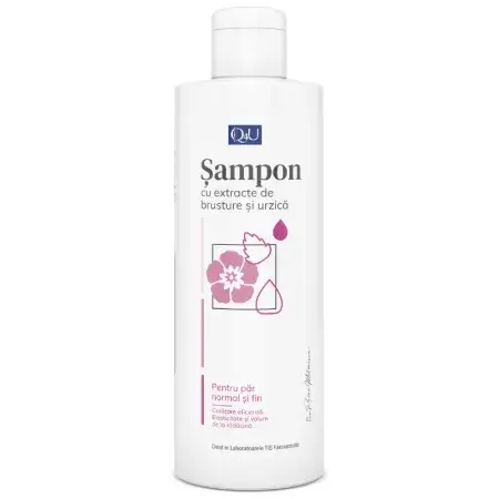 Șampon cu extract de brusture și urzică Q4U, 250 ml, Tis Farmaceutic