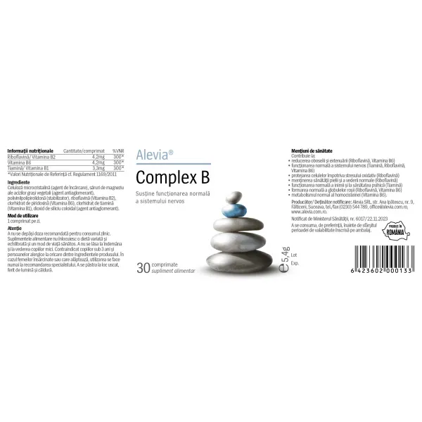 Complex B, 30 comprimate, Alevia