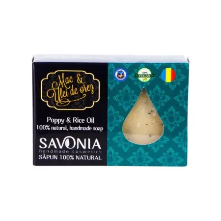 Săpun natural mac și ulei de orez, 90 g, Savonia
