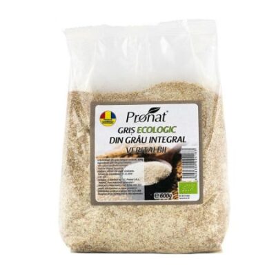 Griș Bio din grâu integral veritabil, 600 g, Pronat