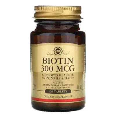 Biotină 300μg, 100 tablete, Solgar
