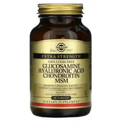 Glucozamină cu Acid Hialuronic, Condroitină și MSM, 60 tablete, Solgar