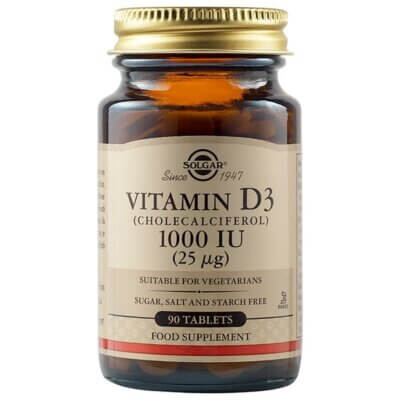 Vitamina D3 1000UI, 90 comprimate, Solgar