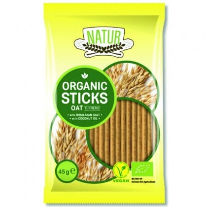 Eco Sticksuri din ovăz cu turmeric, 45 g, Natur