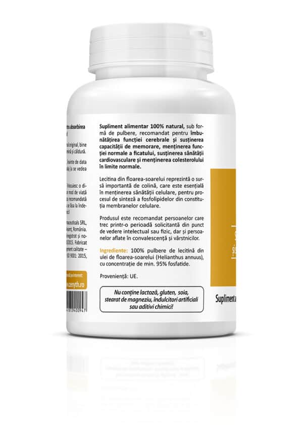 Lecitină de floarea soarelui, 120 g pulbere, Zenyth