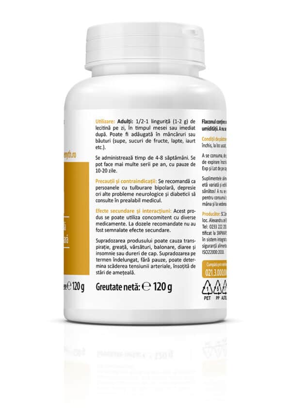 Lecitină de floarea soarelui, 120 g pulbere, Zenyth