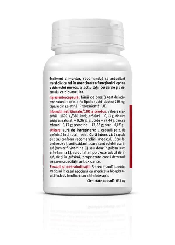 Alpha Lipoic Acid 250 mg, 60 capsule, Zenyth