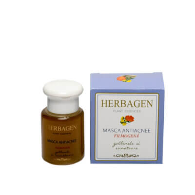 Mască filmogenă antiacnee cu extracte de gălbenele și sunătoare, 60 ml, Herbagen