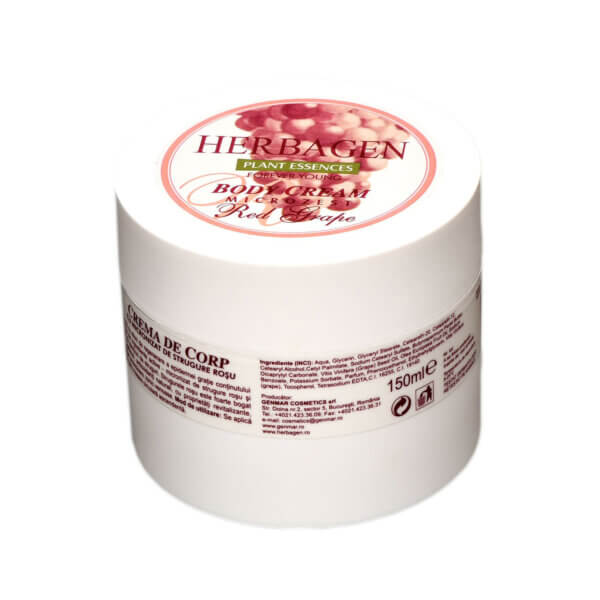 Cremă de corp cu micronizat de strugure roșu, 150 ml, Herbagen