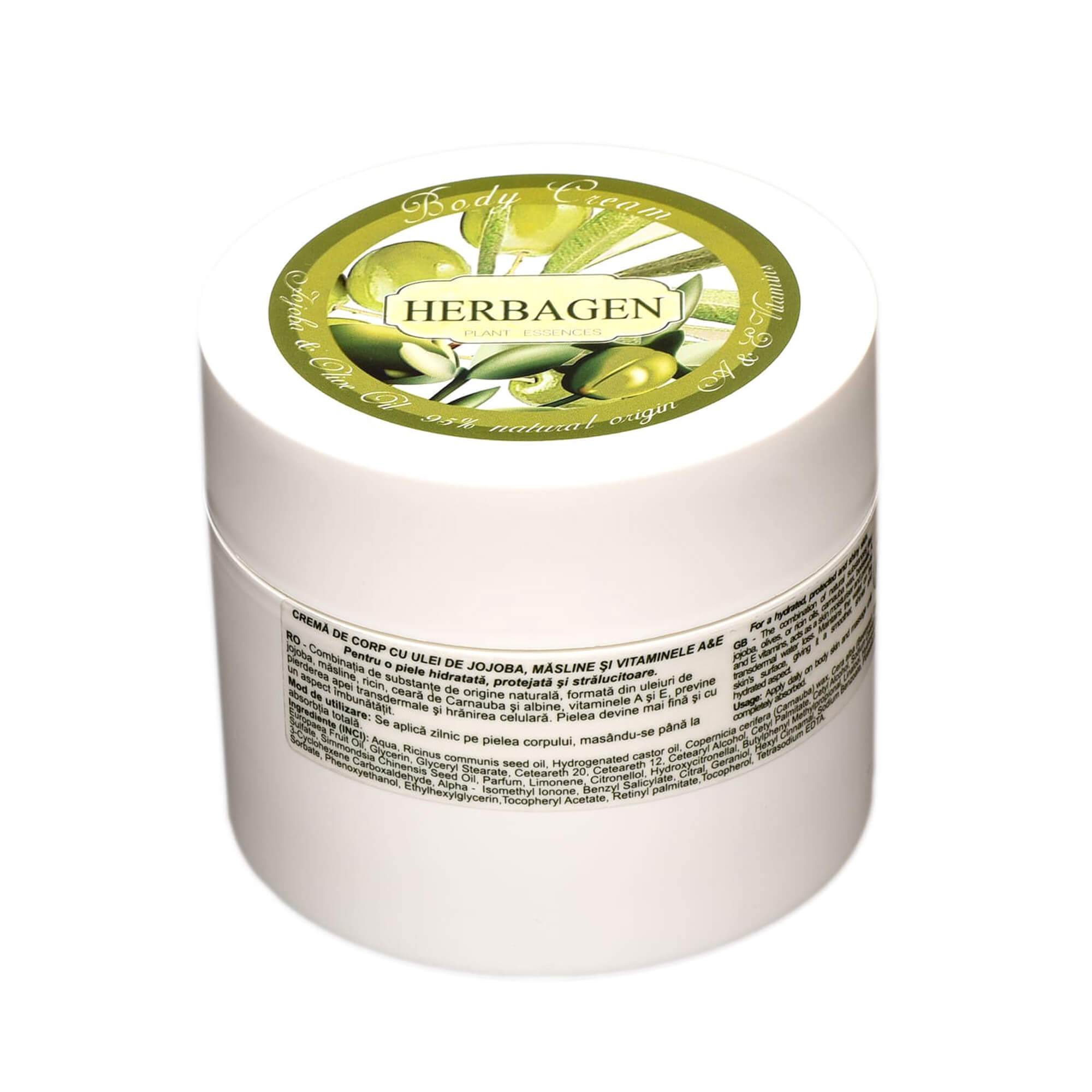 Cremă de corp cu ulei de jojoba, măsline și vitaminele A și E, 150 ml, Herbagen