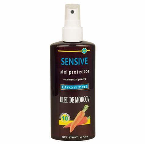 Ulei Protector Spray SPF 10 cu morcov pentru bronzare accelerată, 200ml, Sensive