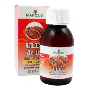 Ulei din semințe de in, 100 ml, Manicos