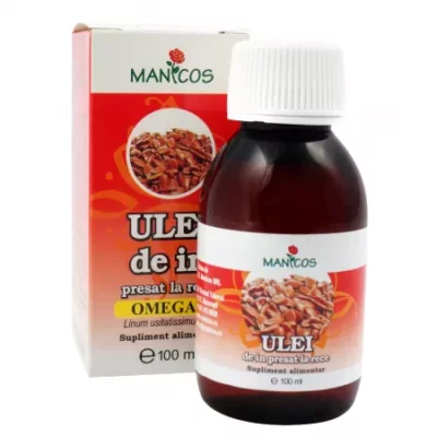 Ulei din semințe de in, 100 ml, Manicos