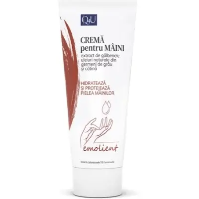 Cremă emolientă pentru maini cu Vitamina A și E Q4U, 100 ml, Tis Farmaceutic