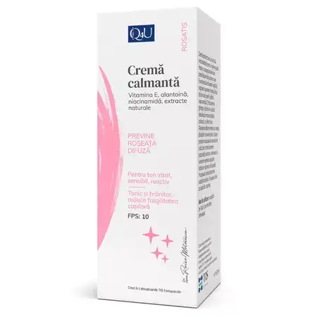 Cremă calmantă pentru ten cu roșeață SPF 10 Q4U, 40 ml, Tis Farmaceutic