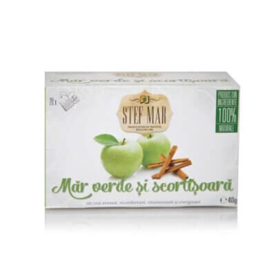 Ceai de Măr Verde și Scorțișoară, 20 plicuri, Stef Mar