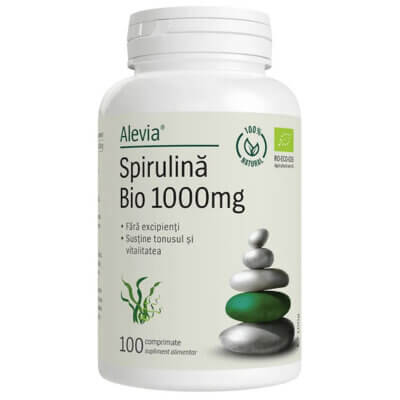 Spirulină Bio, 1000 mg, 100 comprimate, Alevia