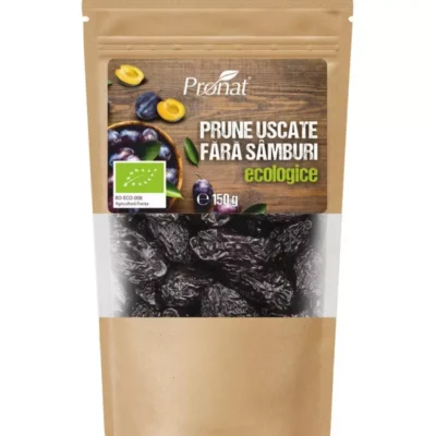 Prune uscate bio, fără sâmburi, 150g, Pronat