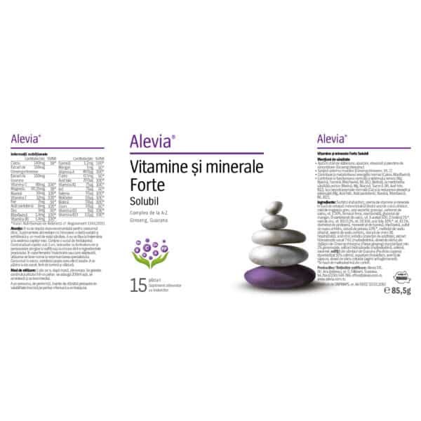 Vitamine și minerale Forte, 15 plicuri, Alevia – etichetă