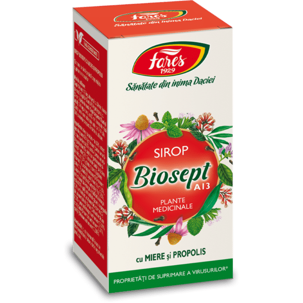 Biosept cu miere și propolis A13, sirop, 100 ml, Fares