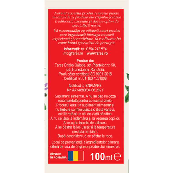 Biosept cu miere și propolis A13, sirop, 100 ml, Fares – imagine 3