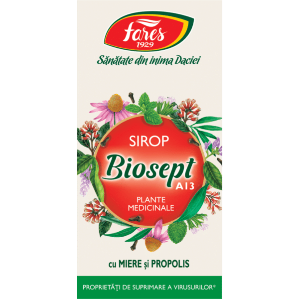 Biosept cu miere și propolis A13, sirop, 100 ml, Fares – imagine 5