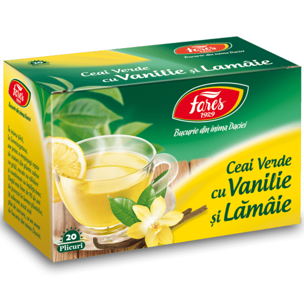 Ceai verde cu vanilie și lămâie, 20 plicuri, Fares