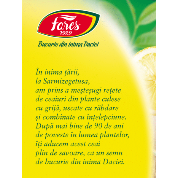 Ceai verde cu vanilie și lămâie, 20 plicuri, Fares – imagine 3