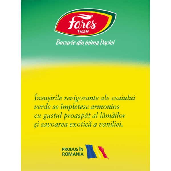 Ceai verde cu vanilie și lămâie, 20 plicuri, Fares – imagine 4