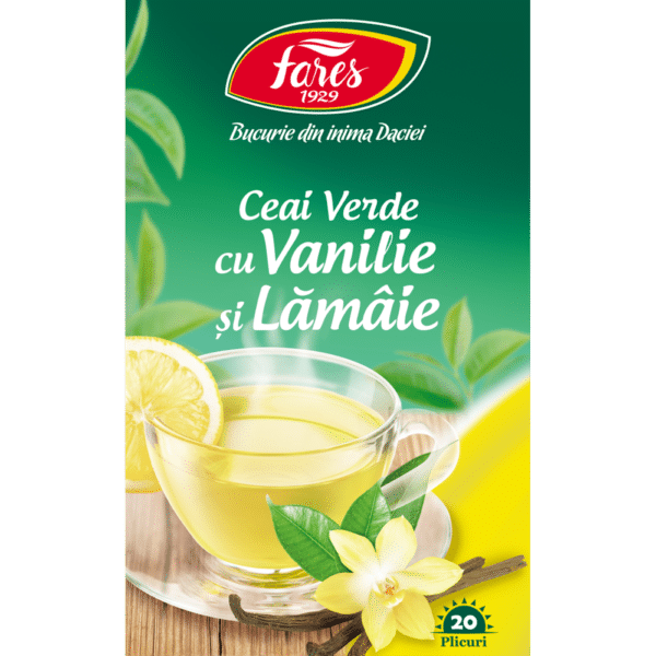 Ceai verde cu vanilie și lămâie, 20 plicuri, Fares – imagine 5