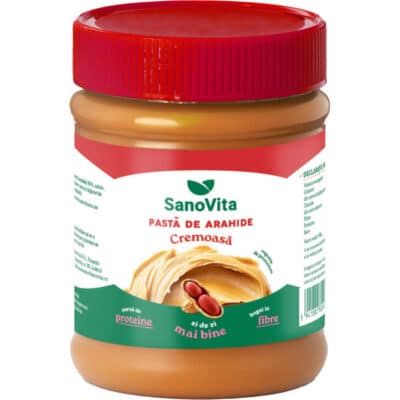 Pastă de arahide cremoasă, 375 g, Sanovita Pastă de arahide cremoasă, 375 g, Sanovita