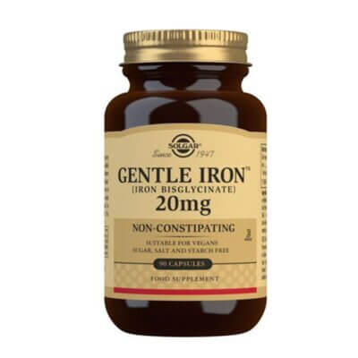 Fier cu acțiune blândă, Gentle Iron, 20 mg, 90 capsule, Solgar