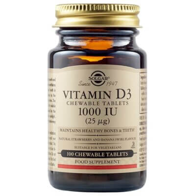 Vitamina D3 1000 UI, 100 comprimate masticabile, Solgar